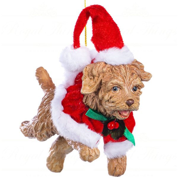 B 86203 Goodwill Christmas Ornaments Family Feast Jumping Xmas Dog Ornament Brown Red