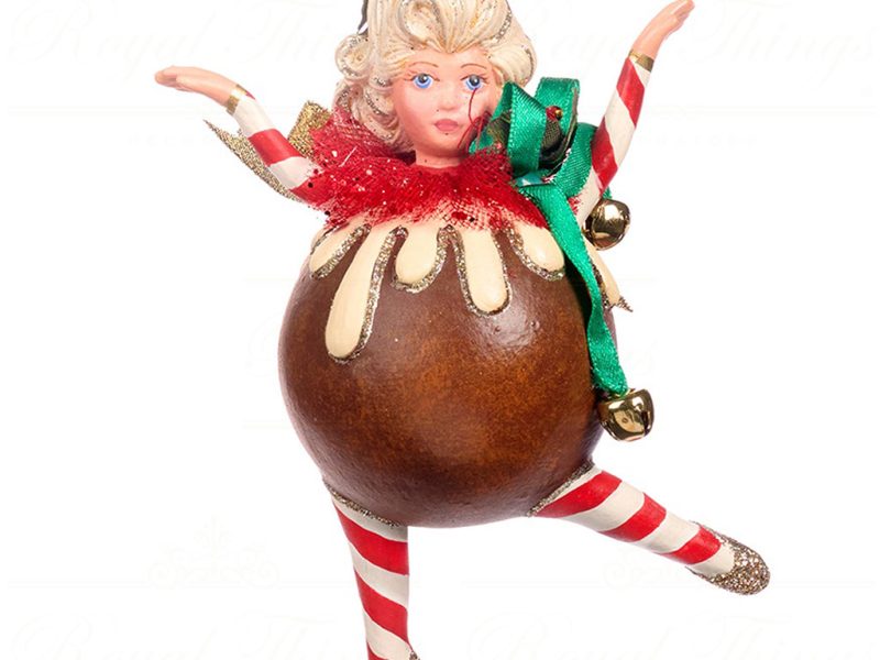 B 86204 Goodwill Christmas Ornaments Family Feast Chubby Xmas Pudding Girl Ornament Brown Red