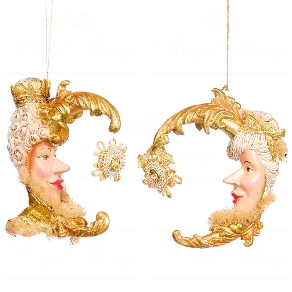 B 86251 Goodwill Christmas Ornaments Sun King Baroque Moon Ornament Gold