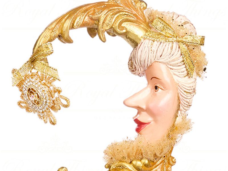 B 86251 Goodwill Christmas Ornaments Sun King Baroque Moon Ornament Gold Queen