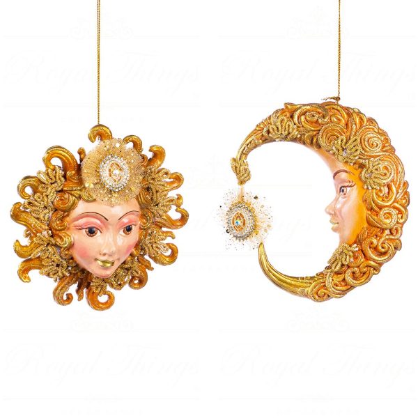 B 86253 Goodwill Christmas Ornaments Sun King Baroque Sun Moon Ornament Gold