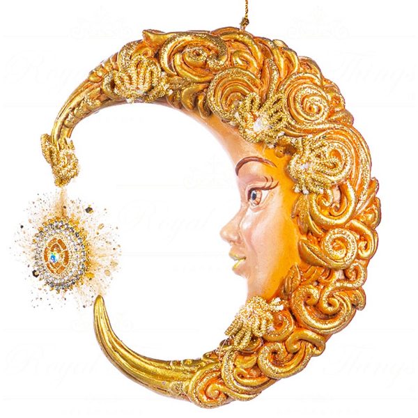 B 86253 Goodwill Christmas Ornaments Sun King Baroque Sun Moon Ornament Gold B