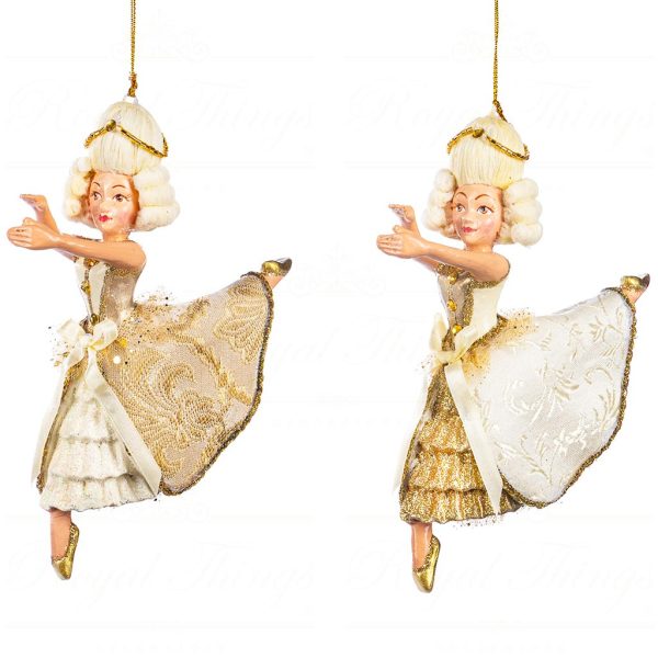 B 86259 Goodwill Christmas Ornaments Sun King Baroque Ballerina Lady Ornament Gold