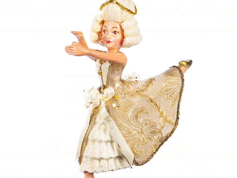 B 86259 Goodwill Christmas Ornaments Sun King Baroque Ballerina Lady Ornament Gold Gold