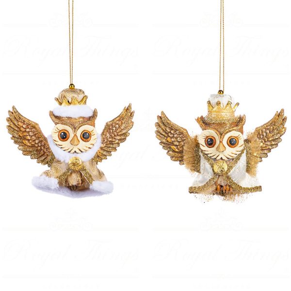 B 86264 Goodwill Christmas Ornaments Sun King Baroque Flying Owl Ornament Brown