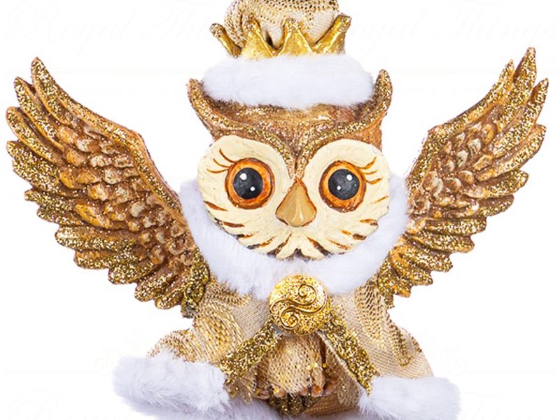 B 86264 Goodwill Christmas Ornaments Sun King Baroque Flying Owl Ornament Brown King