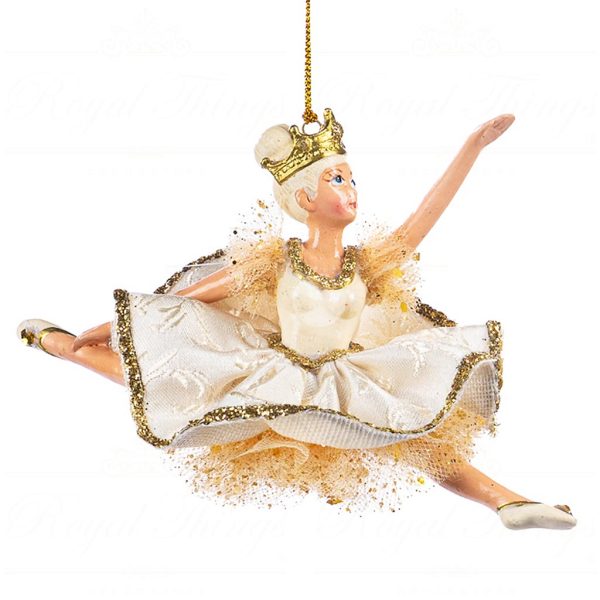 B 86265 Goodwill Christmas Ornaments Sun King Baroque Jumping Ballerina Ornament Gold Cream