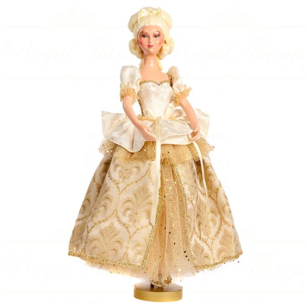 B 86266 Goodwill Christmas Dolls Sun King Baroque Lady On Base Tabletop Gold White