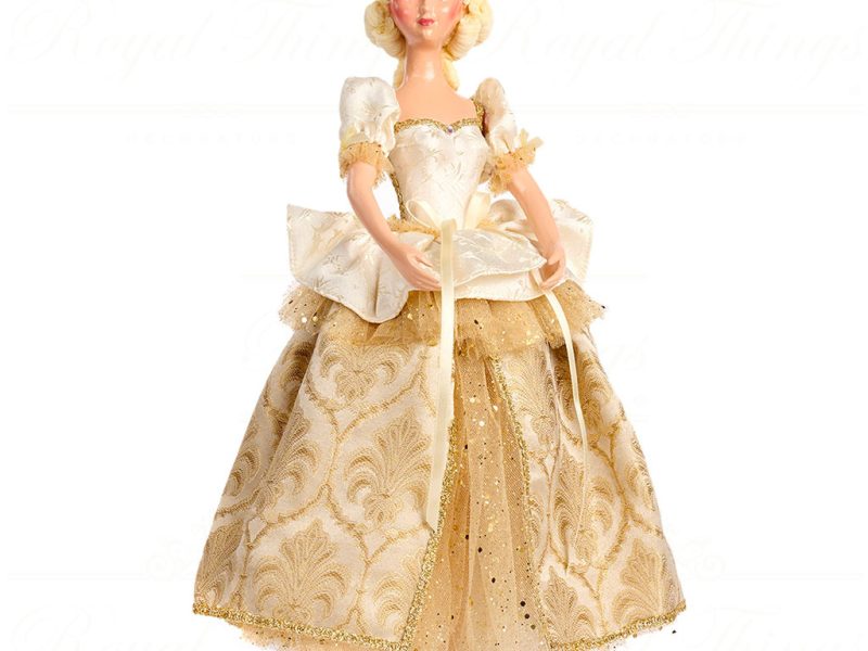 B 86266 Goodwill Christmas Dolls Sun King Baroque Lady On Base Tabletop Gold White
