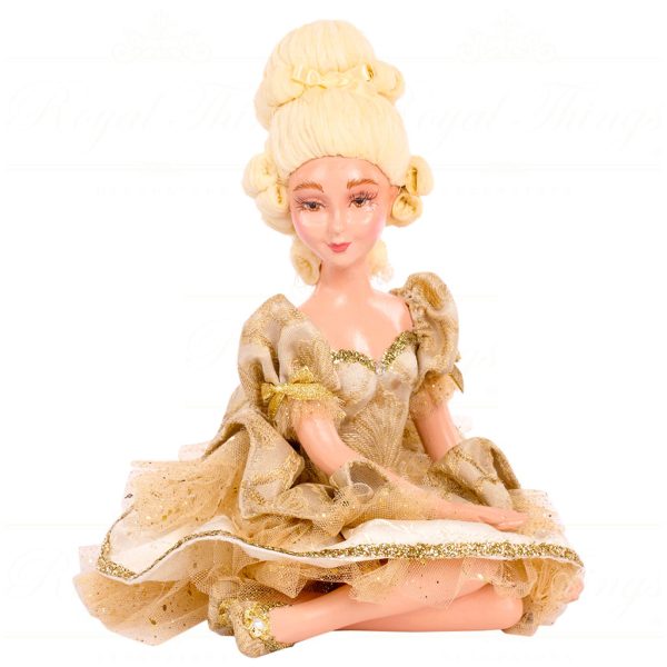 B 86267 Goodwill Christmas Dolls Sun King Baroque Sitting Lady Doll Gold