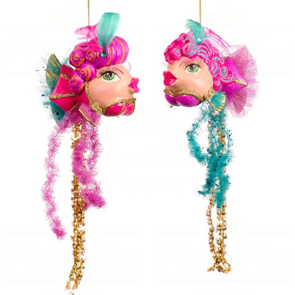 B 86350 Goodwill Christmas Ornaments Eleganza Bustier Fish Ornament Pink Blue