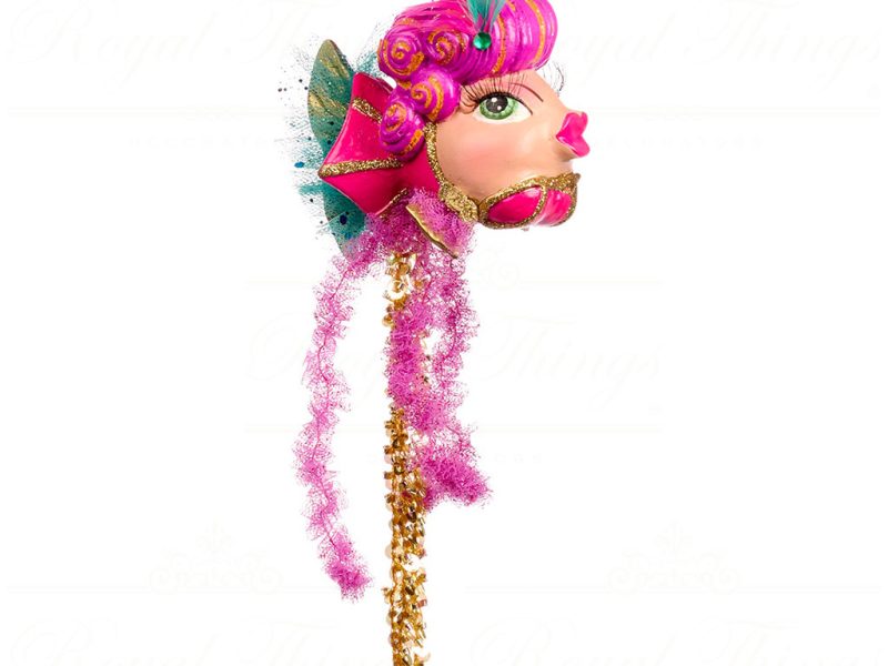 B 86350 Goodwill Christmas Ornaments Eleganza Bustier Fish Ornament Pink Blue Pink