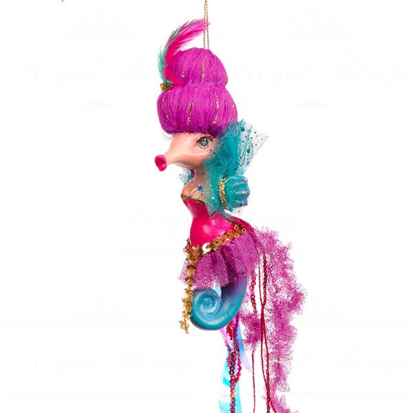 B 86351 Goodwill Christmas Ornaments Eleganza Seahorse Ornament Pink Blue Blue