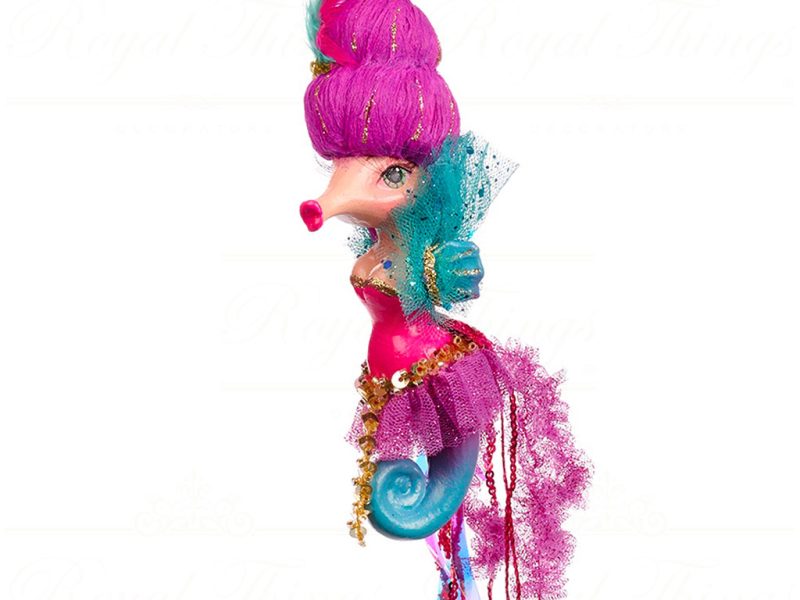 B 86351 Goodwill Christmas Ornaments Eleganza Seahorse Ornament Pink Blue Blue