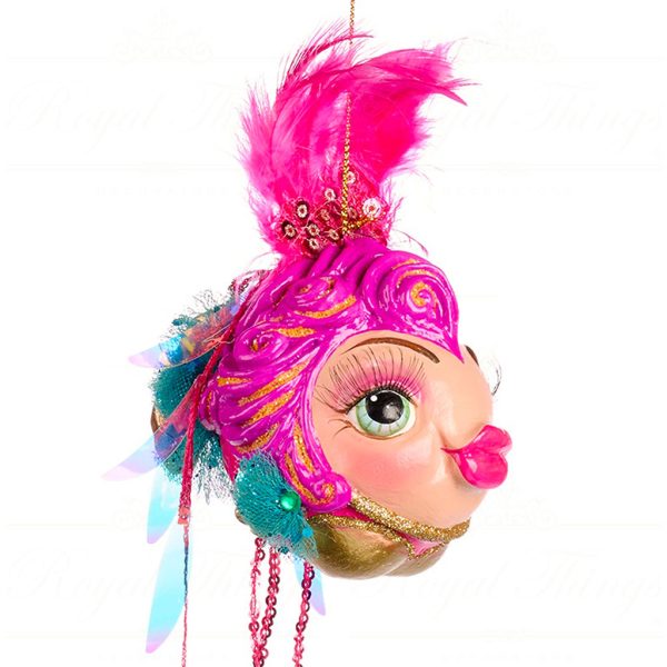 B 86352 Goodwill Christmas Ornaments Eleganza Puffer Fish Ornament Pink Blue Pink