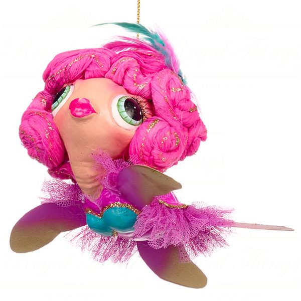 B 86354 Goodwill Christmas Ornaments Eleganza Big Wig Turtle Ornament Pink Gold Pink
