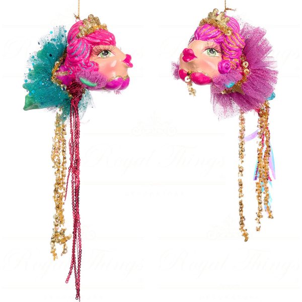 B 86355 Goodwill Christmas Ornaments Eleganza Tiara Fish Ornament Pink Blue