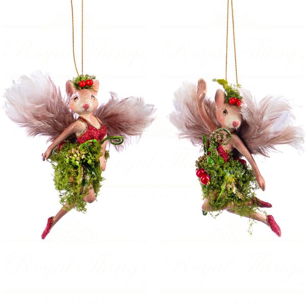 B 86400 Goodwill Christmas Ornaments Enchanted Woods Fairy Mouse Girl Ornament Brown Burgundy