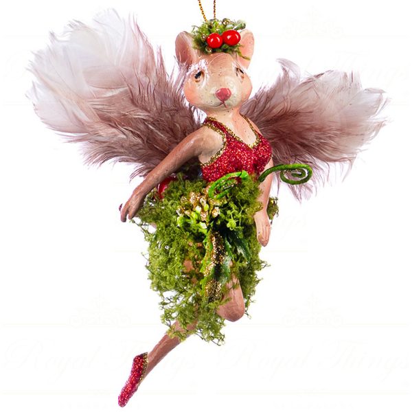 B 86400 Goodwill Christmas Ornaments Enchanted Woods Fairy Mouse Girl Ornament Brown Burgundy Open