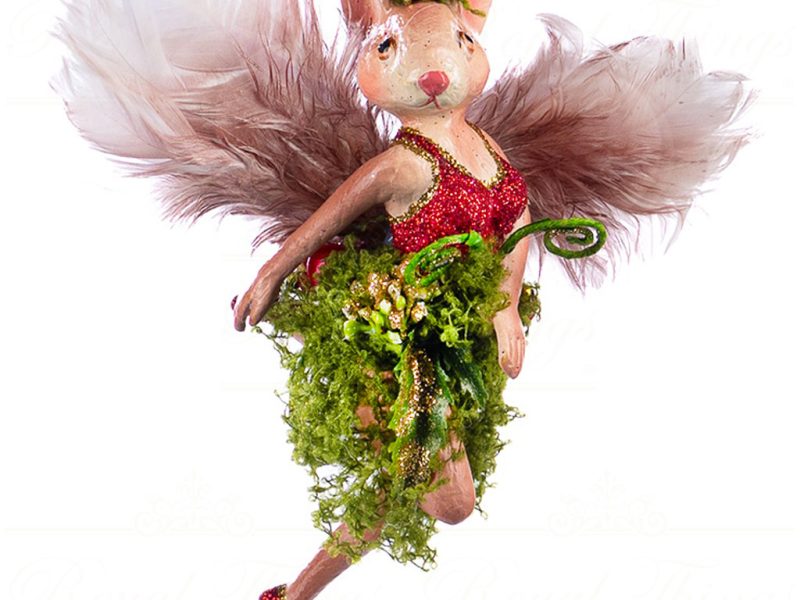 B 86400 Goodwill Christmas Ornaments Enchanted Woods Fairy Mouse Girl Ornament Brown Burgundy Open