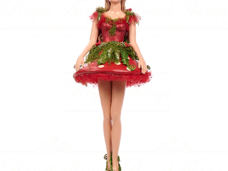 B 86409 Goodwill Christmas Dolls Enchanted Woods Mushroom Fairy Doll Red Green