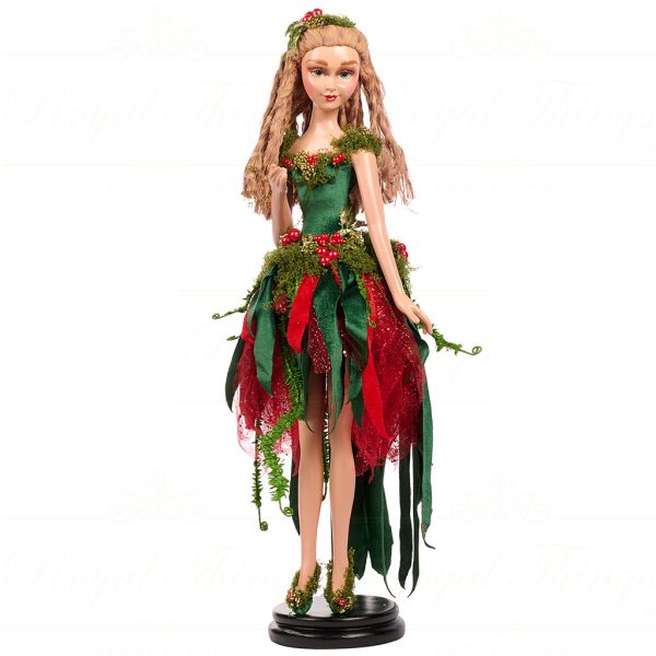 B 86410 Goodwill Christmas Dolls Enchanted Woods Fern Fairy Doll Green Red