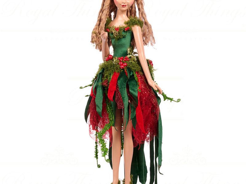 B 86410 Goodwill Christmas Dolls Enchanted Woods Fern Fairy Doll Green Red
