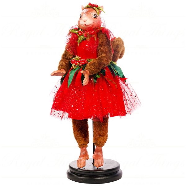 B 86412 Goodwill Christmas Dolls Enchanted Woods Squirrel Girl Doll With Stand Red Brown