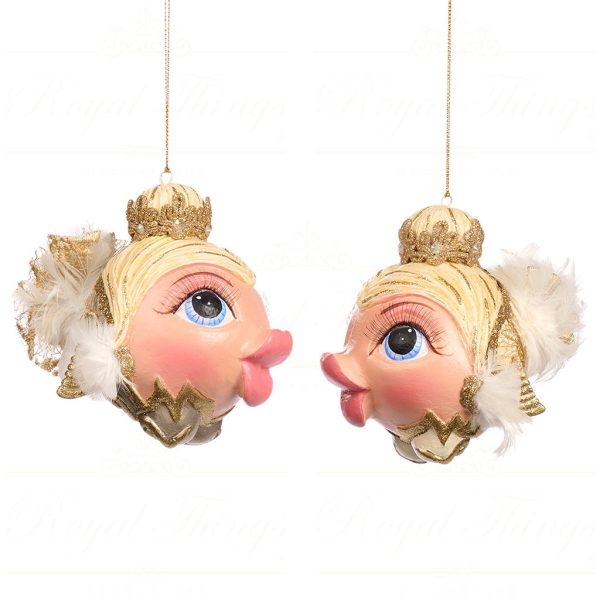 B 86450 Goodwill Christmas Ornaments Swan Queen Big Ballerina Puffer Fish Ornament Cream