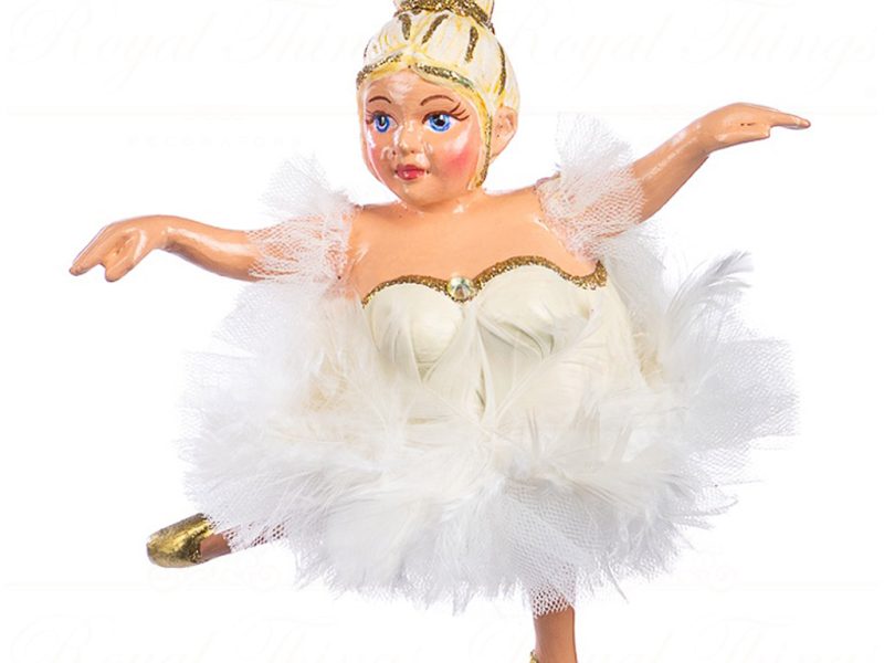 B 86451 Goodwill Christmas Ornaments Swan Queen Chubby Ballerina Ornament Cream Cream