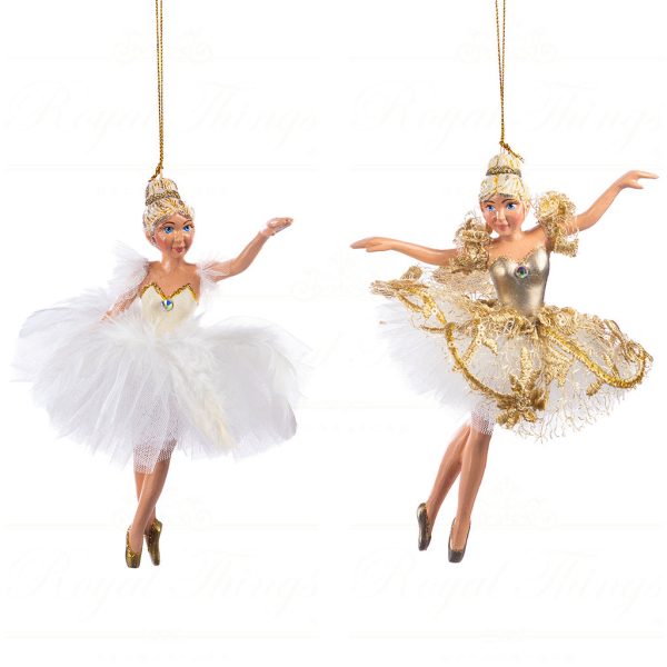 B 86452 Goodwill Christmas Ornaments Swan Queen Ballerina Ornament White Gold