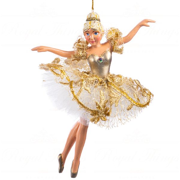 B 86452 Goodwill Christmas Ornaments Swan Queen Ballerina Ornament White Gold Gold