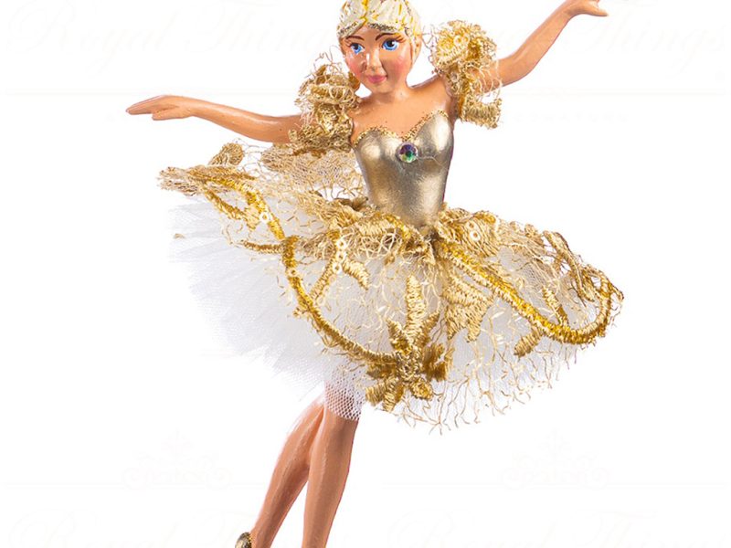 B 86452 Goodwill Christmas Ornaments Swan Queen Ballerina Ornament White Gold Gold