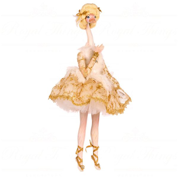 B 86456 Goodwill Christmas Dolls Swan Queen Swan Ballerina Doll With Stand Box Cream Gold