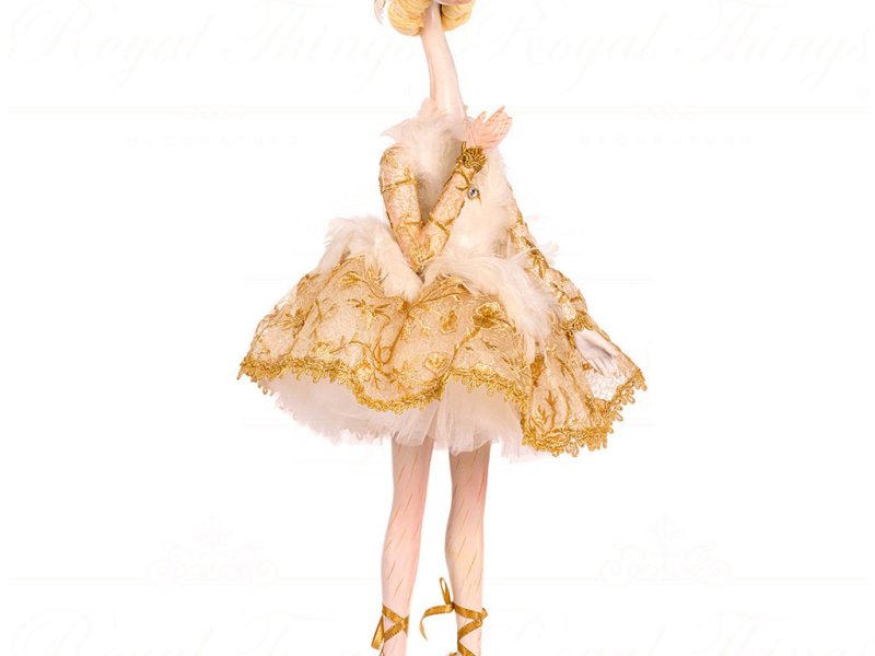 B 86456 Goodwill Christmas Dolls Swan Queen Swan Ballerina Doll With Stand Box Cream Gold