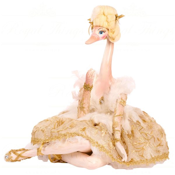 B 86457 Goodwill Christmas Dolls Swan Queen Sitting Swan Ballerina Doll With Box Cream Gold