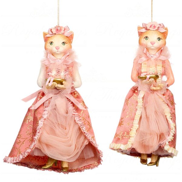 B 86552 Goodwill Christmas Ornaments Hug In Mug Cat Lady Dangle Legs Ornament Pink