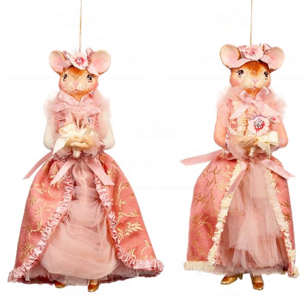 B 86557 Goodwill Christmas Ornaments Hug In Mug Mouse Lady Dangle Legs Ornament Pink