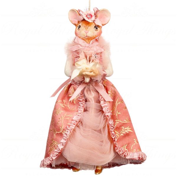 B 86557 Goodwill Christmas Ornaments Hug In Mug Mouse Lady Dangle Legs Ornament Pink A