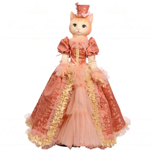 B 86559 Goodwill Christmas Dolls Hug In Mug Cat Lady Doll With Stand & Box Tabletop Pink