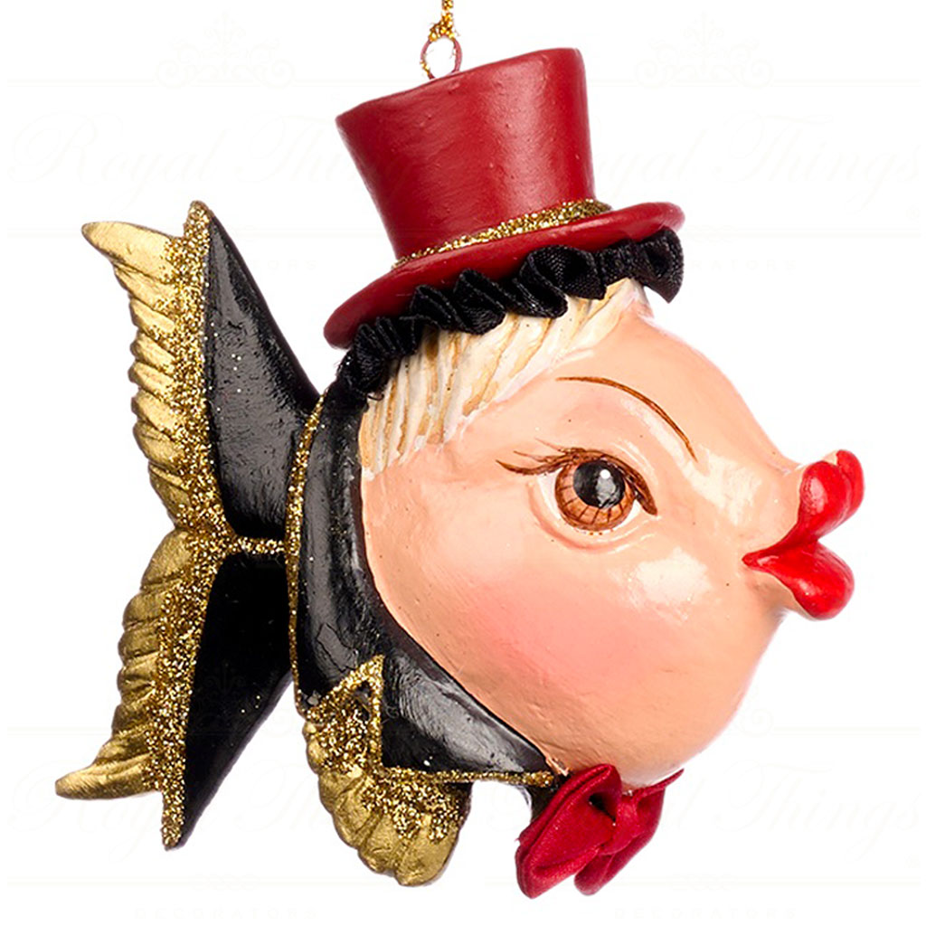 B 86601 goodwill christmas ornaments champagne bar gentleman fish ornament black red black B 86601 Goodwill Christmas Ornaments Champagne Bar Gentleman Fish Ornament Black Red Black