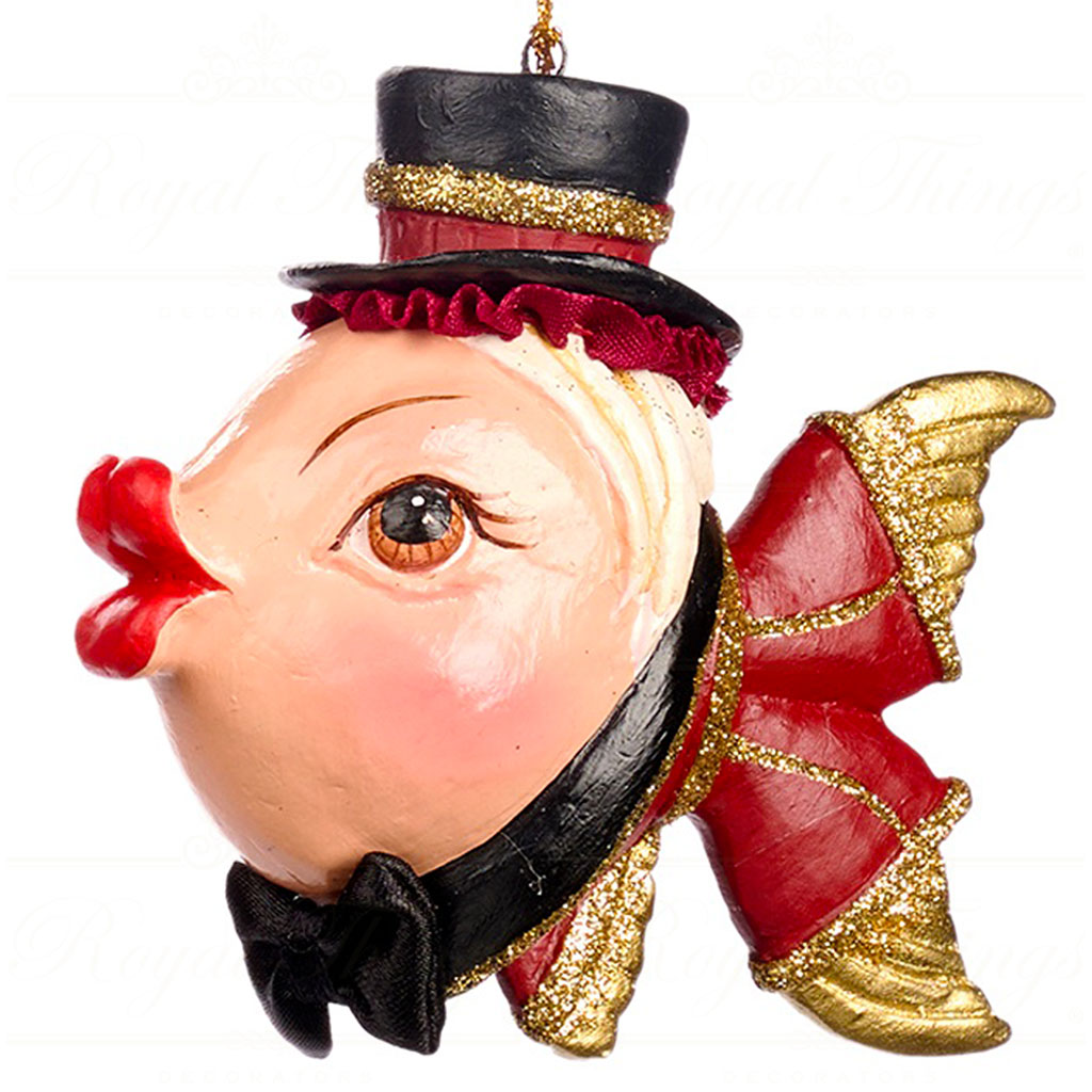 B 86601 goodwill christmas ornaments champagne bar gentleman fish ornament black red red B 86601 Goodwill Christmas Ornaments Champagne Bar Gentleman Fish Ornament Black Red Red