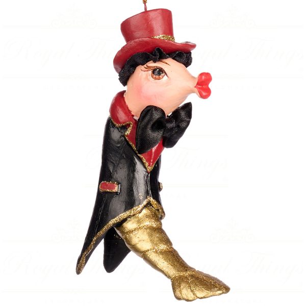 B 86603 Goodwill Christmas Ornaments Champagne Bar Gentleman Shrimp Ornament Black Red Black