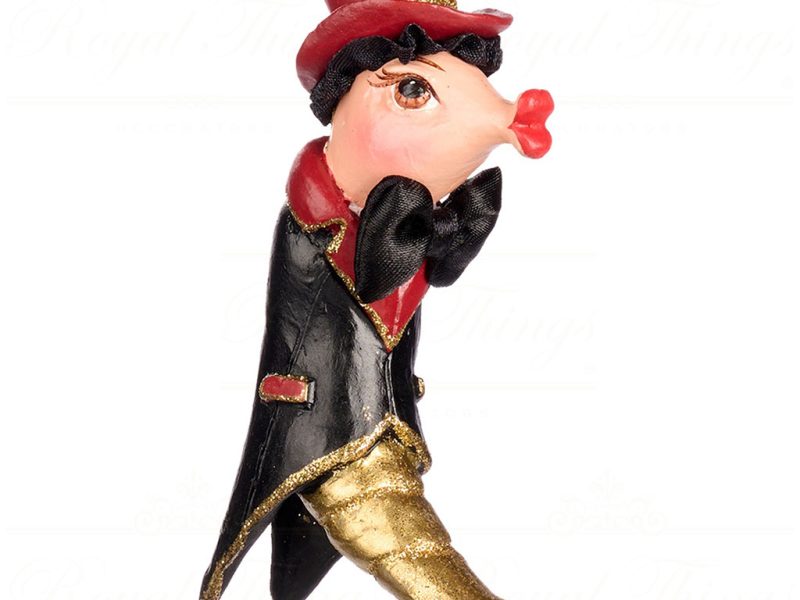 B 86603 Goodwill Christmas Ornaments Champagne Bar Gentleman Shrimp Ornament Black Red Black
