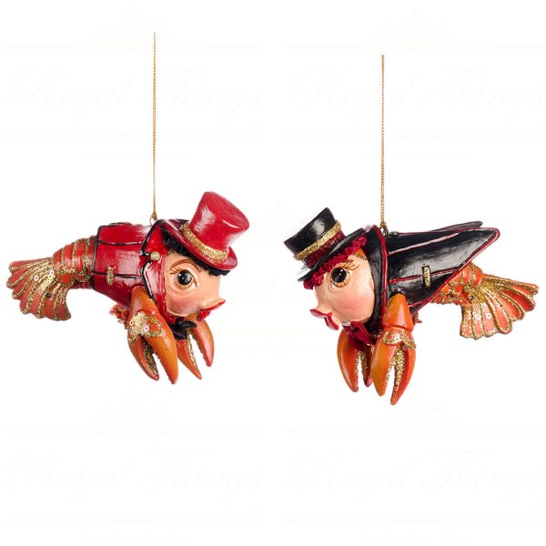B 86604 Goodwill Christmas Ornaments Champagne Bar Gentleman Lobster Ornament Orange Red