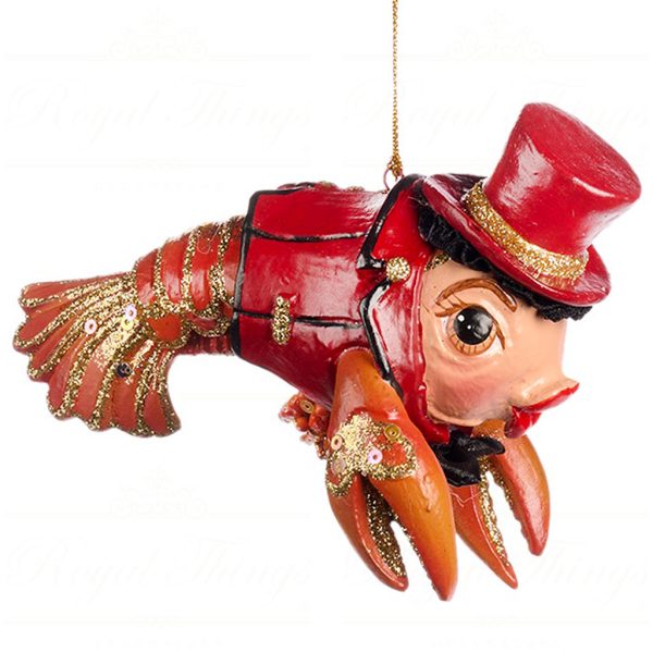 B 86604 Goodwill Christmas Ornaments Champagne Bar Gentleman Lobster Ornament Orange Red Red