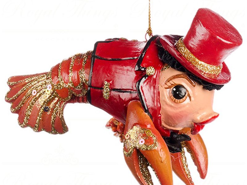 B 86604 Goodwill Christmas Ornaments Champagne Bar Gentleman Lobster Ornament Orange Red Red