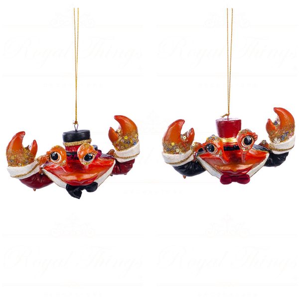 B 86606 Goodwill Christmas Ornaments Champagne Bar Gentleman Crab Ornament Orange Red
