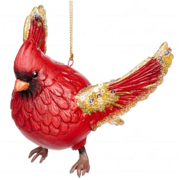 B 86701 Goodwill Christmas Ornaments Cardinal Sky Flying Chubby Cardinal Bird Ornament Red