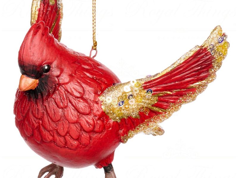 B 86701 Goodwill Christmas Ornaments Cardinal Sky Flying Chubby Cardinal Bird Ornament Red